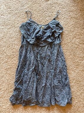 Vintage Free People M Blue Paisley Ruffle Mini Dress Y2K Boho Fairy